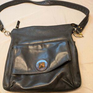 Kate Spade Black Leather Expandable Shoulder Tote w/ Turn Lock Pocket